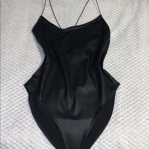 black leather bodysuit 😍